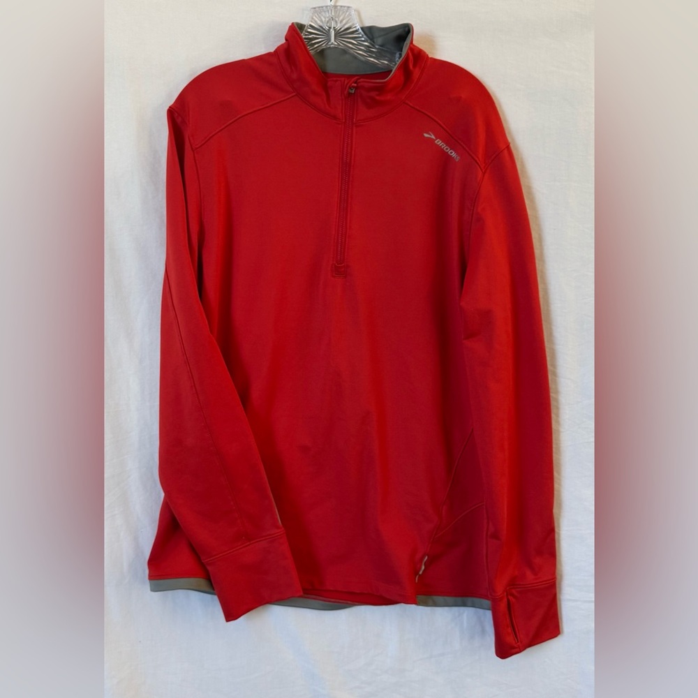 Brooks Sweater Mens Size L Orange And Gray Color Equilibrium Technology